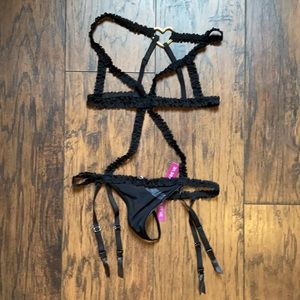 Adore Me Black Ashleigh Strappy Bodysuit